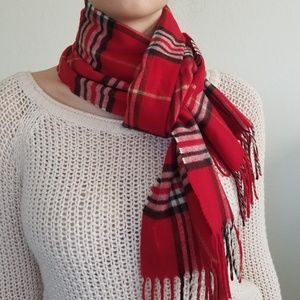 Plaid Red Scarf